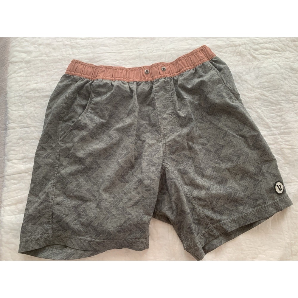 Vuori Kore Men's Arrow Print Lined Athletic Shorts Gray Rust Medium